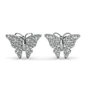 Everlee 18k White Gold Plated Stud Earrings with Pave Swarovski Crystals for Women